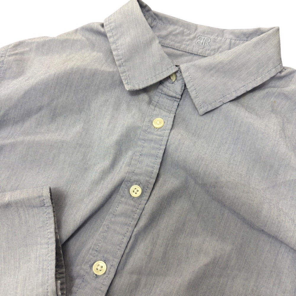 Banana Republic Riley Tailored Fit Shirt Women 10 Blue Micro Check READ